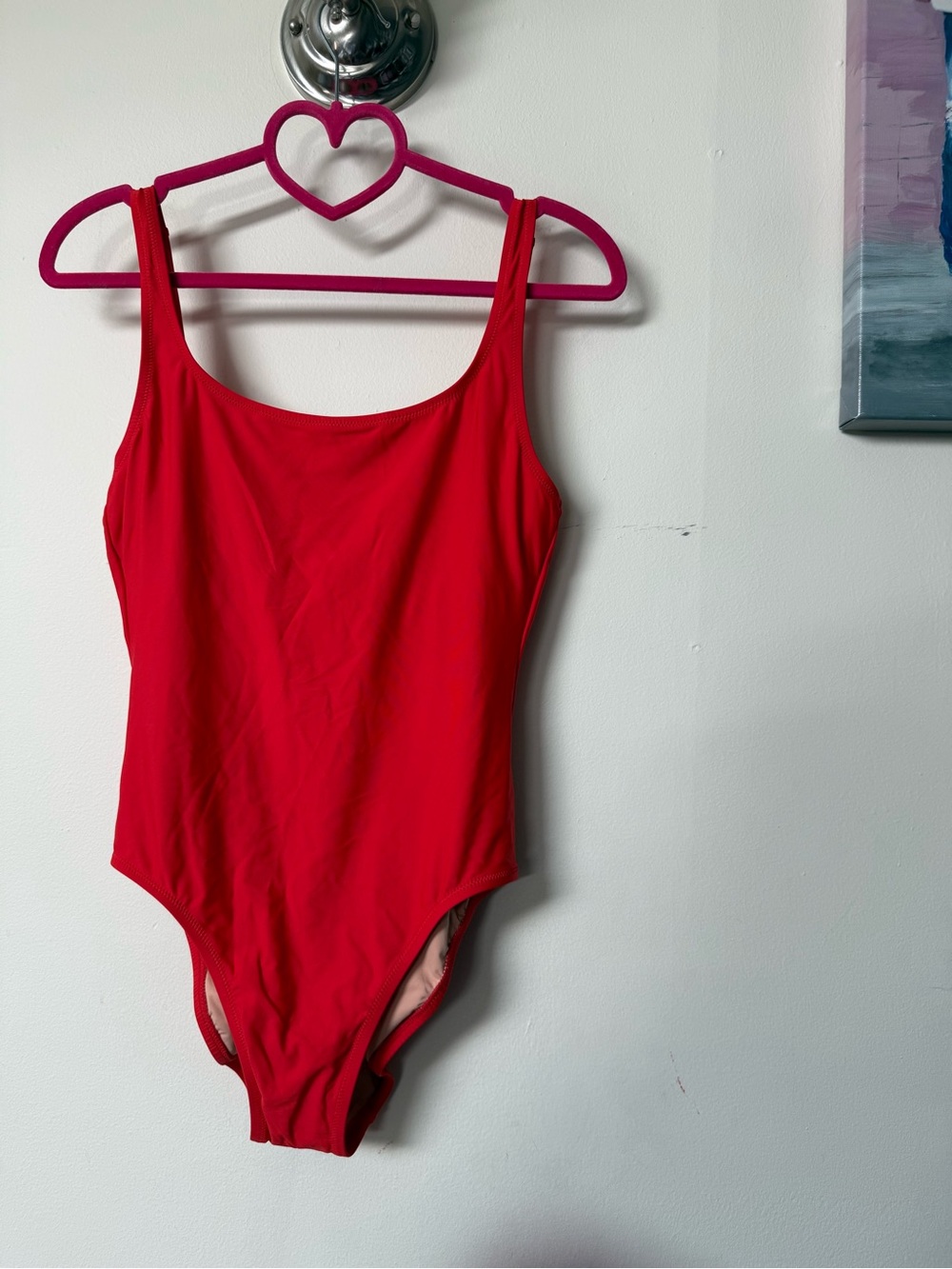 J. Crew Solid Red One-Piece Swimsuit